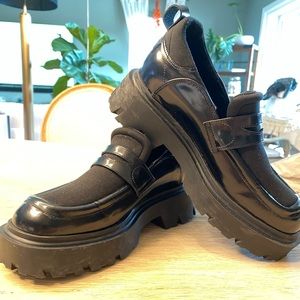 Leather Loafers, made in Argentina. Platform rubber soles. Size 6. Comfortable.